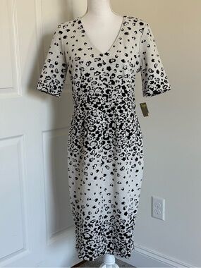 Taylor Dresses Black and Animal Print Midi Dress